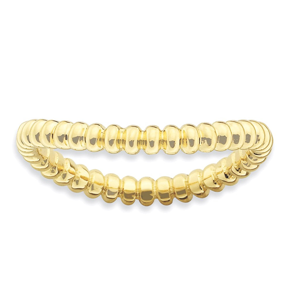 Sterling Silver Stackable Expressions Polished Gold-plate Wave Ring