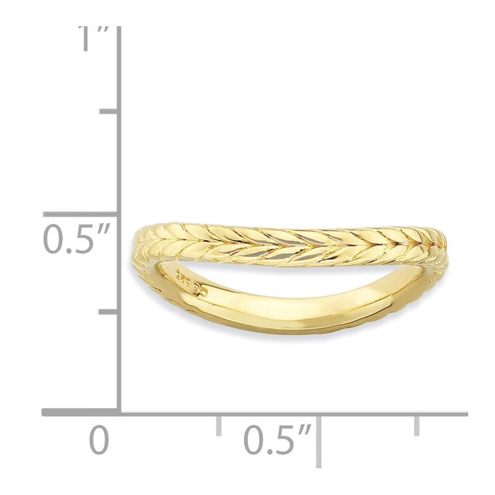 Sterling Silver Stackable Expressions Polished Gold-plate Wave Ring