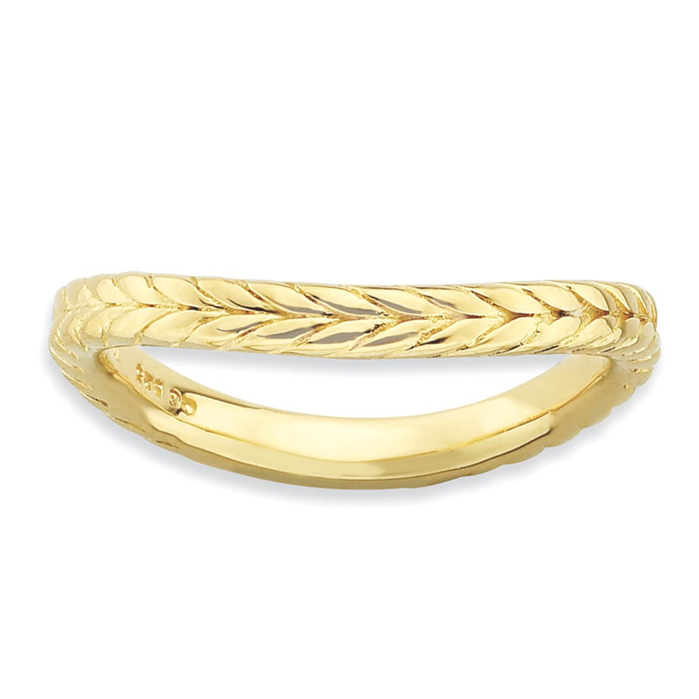 Sterling Silver Stackable Expressions Polished Gold-plate Wave Ring