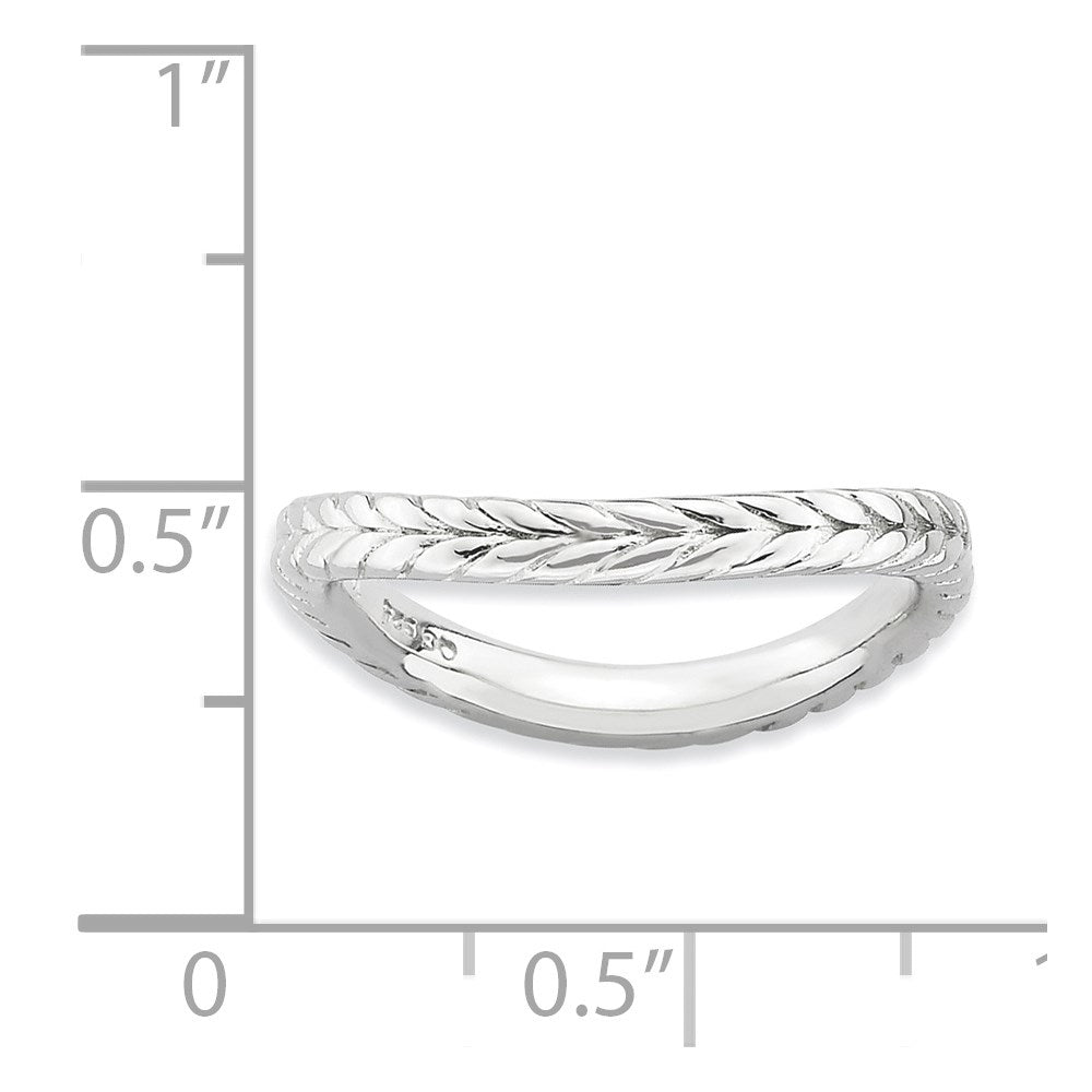 Sterling Silver Stackable Expressions Polished Rhodium-plate Wave Ring