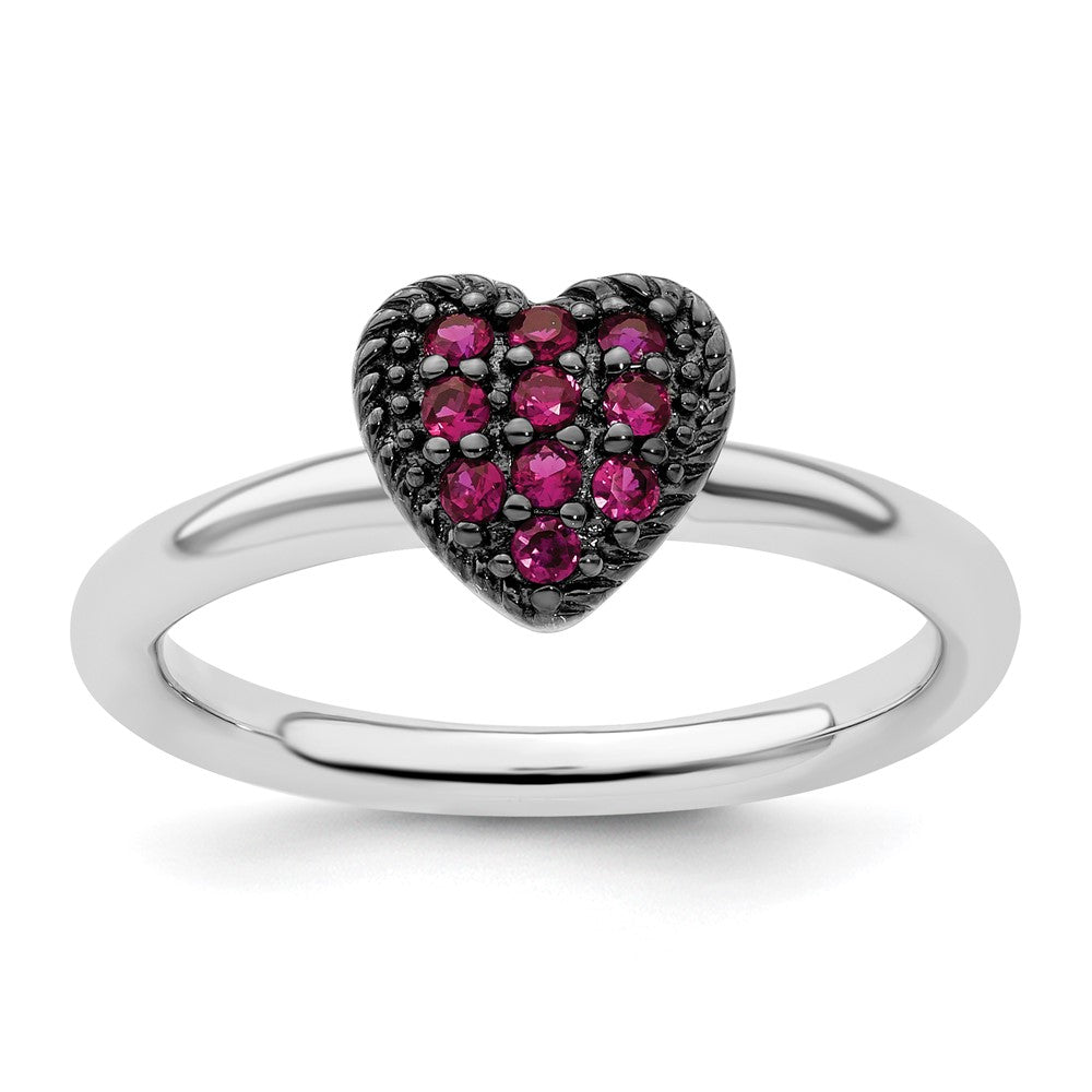 Sterling Silver Stackable Expressions Cr Ruby Heart Ring