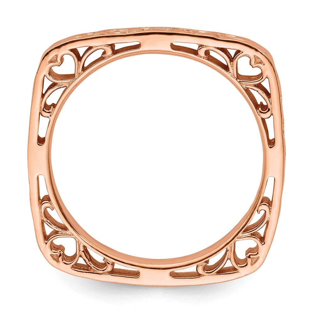 Sterling Silver Stackable Expressions Polished Pink-plated Square Ring