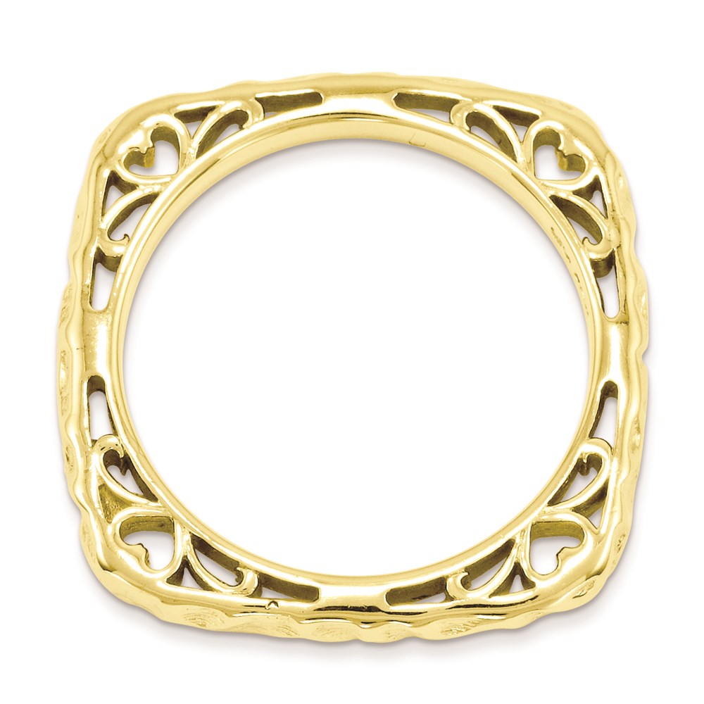 Sterling Silver Stackable Expressions Polished Gold-plate Square Ring