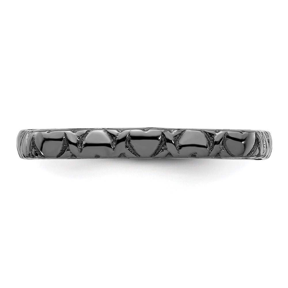 Sterling Silver Stackable Expressions Polished Black-plated Square Ring