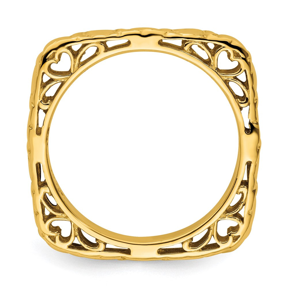 Sterling Silver Stackable Expressions Polished Gold-plated Square Ring