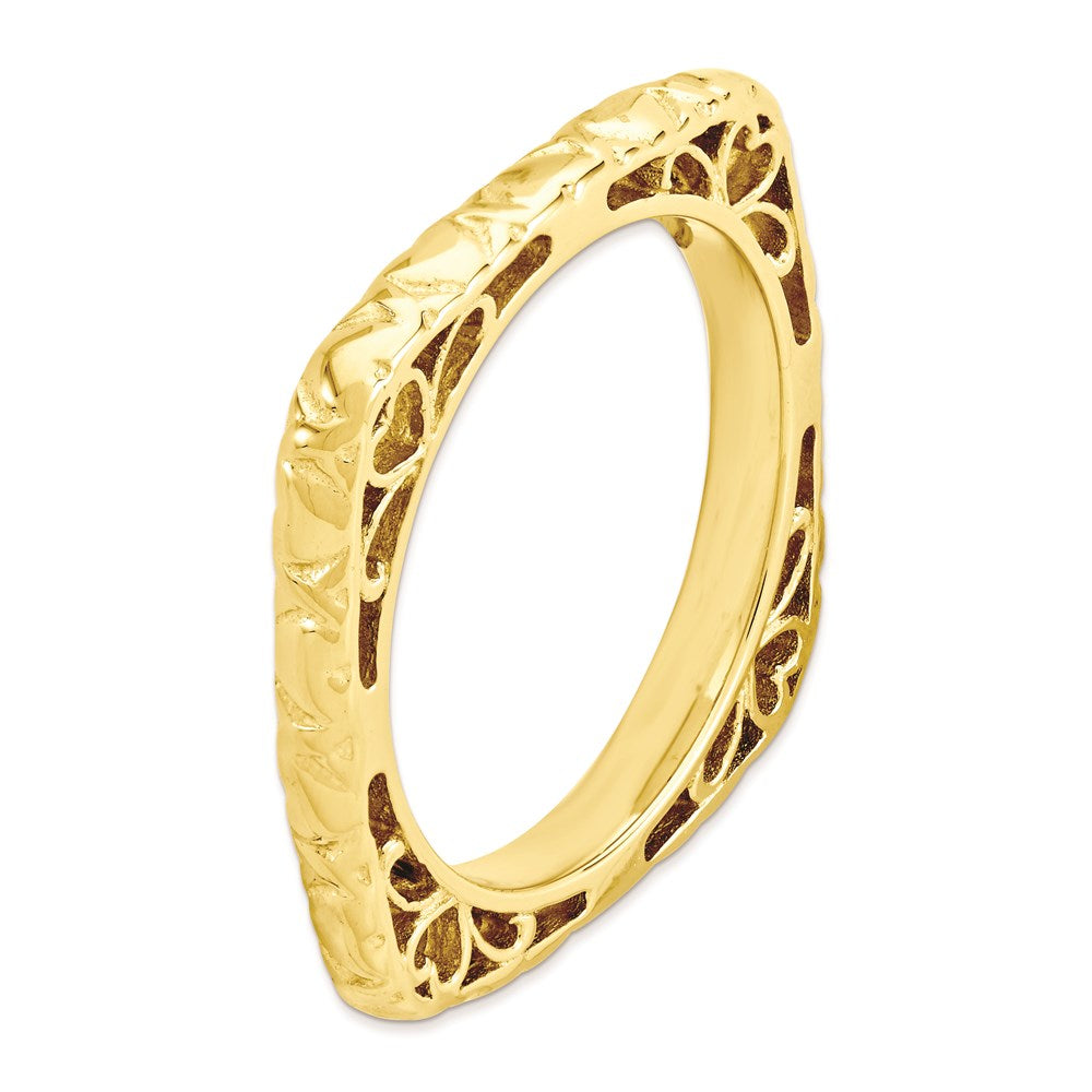 Sterling Silver Stackable Expressions Polished Gold-plated Square Ring