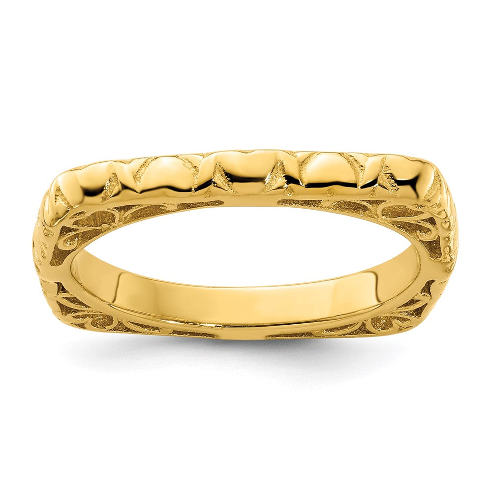 Sterling Silver Stackable Expressions Polished Gold-plated Square Ring