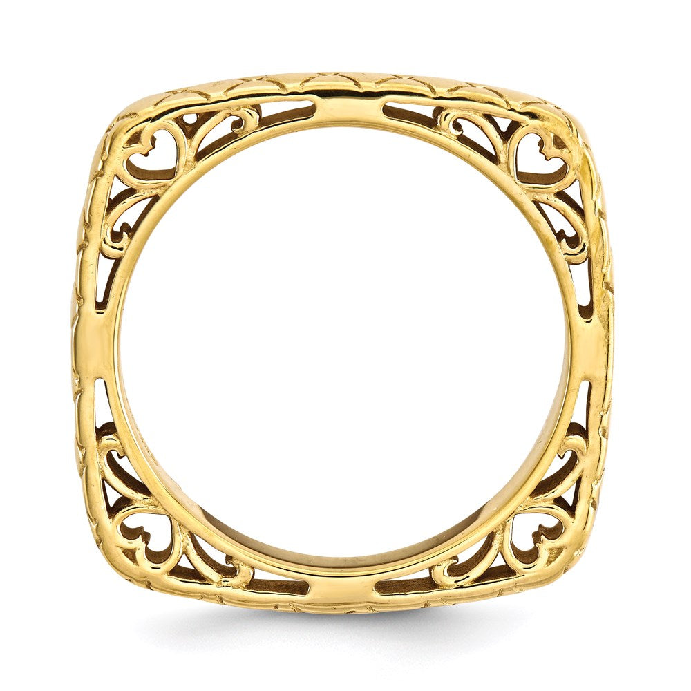 Sterling Silver Stackable Expressions Polished Gold-plate Square Ring