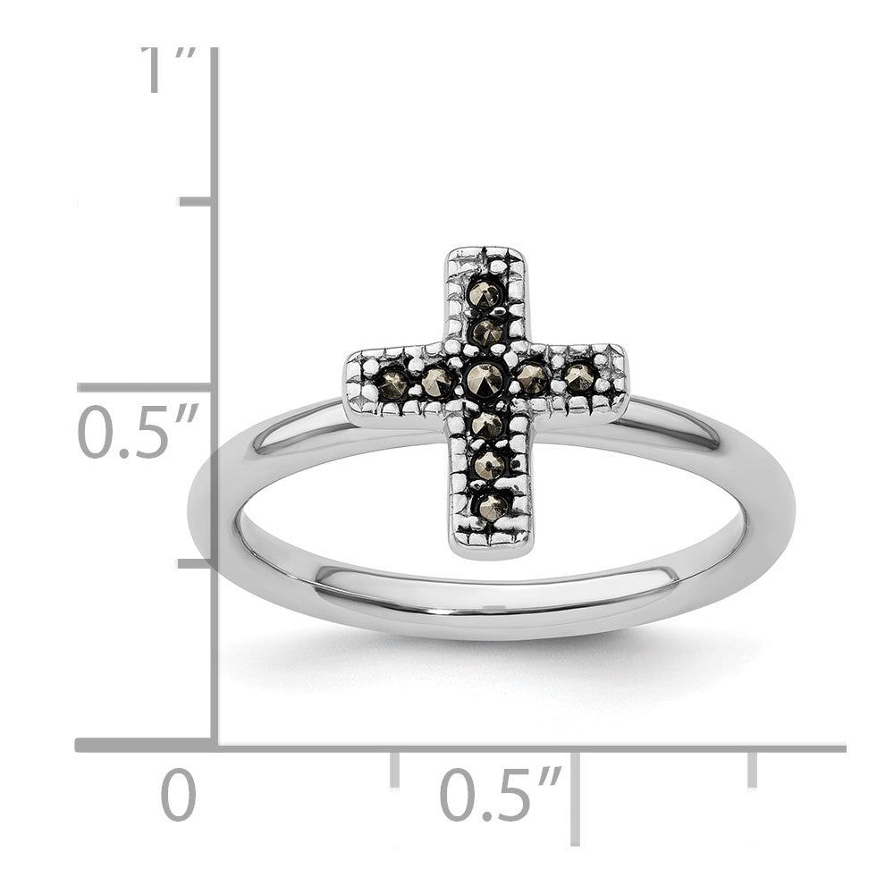 Sterling Silver Stackable Expressions Marcasite Cross Ring