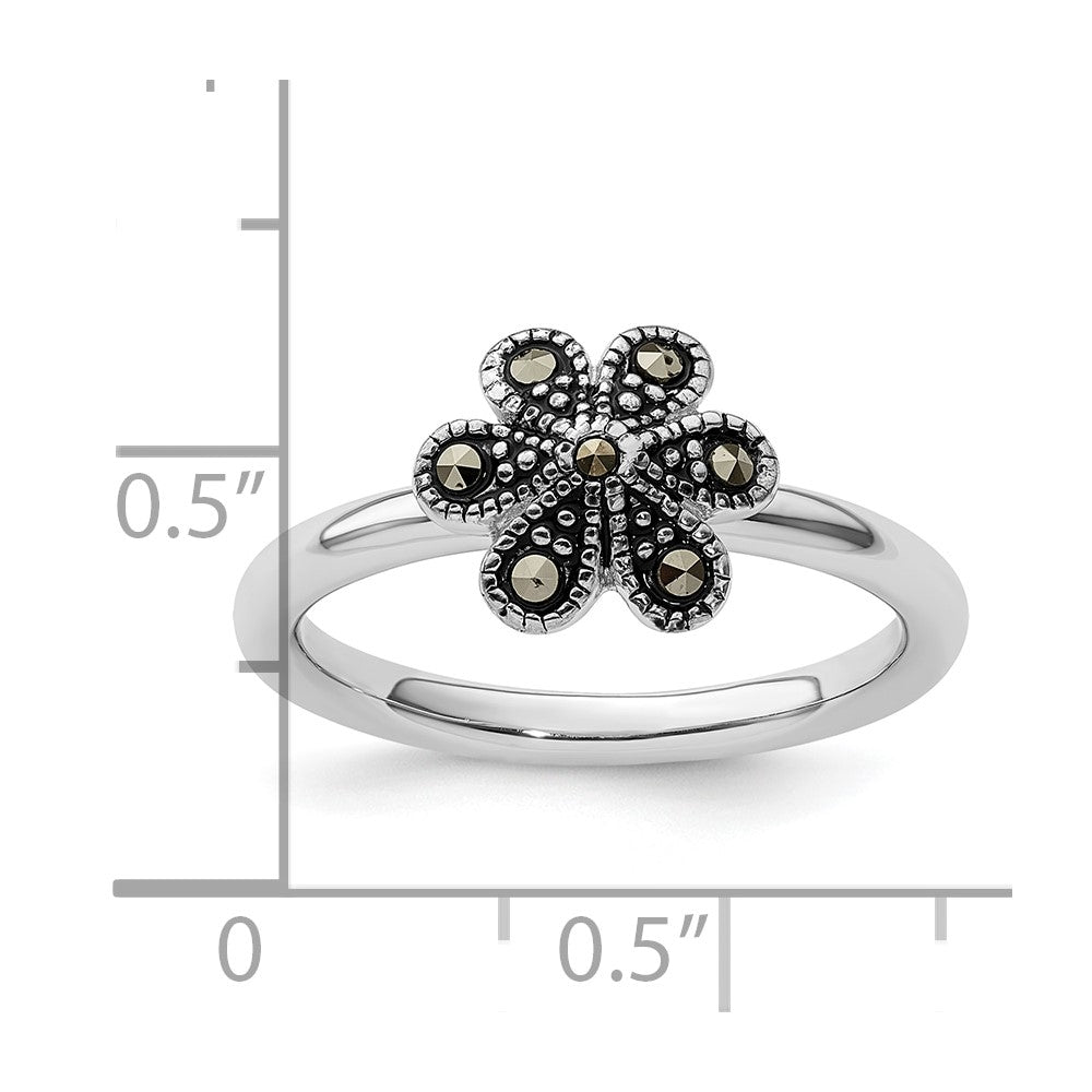 Sterling Silver Stackable Expressions Marcasite Scalloped Ring