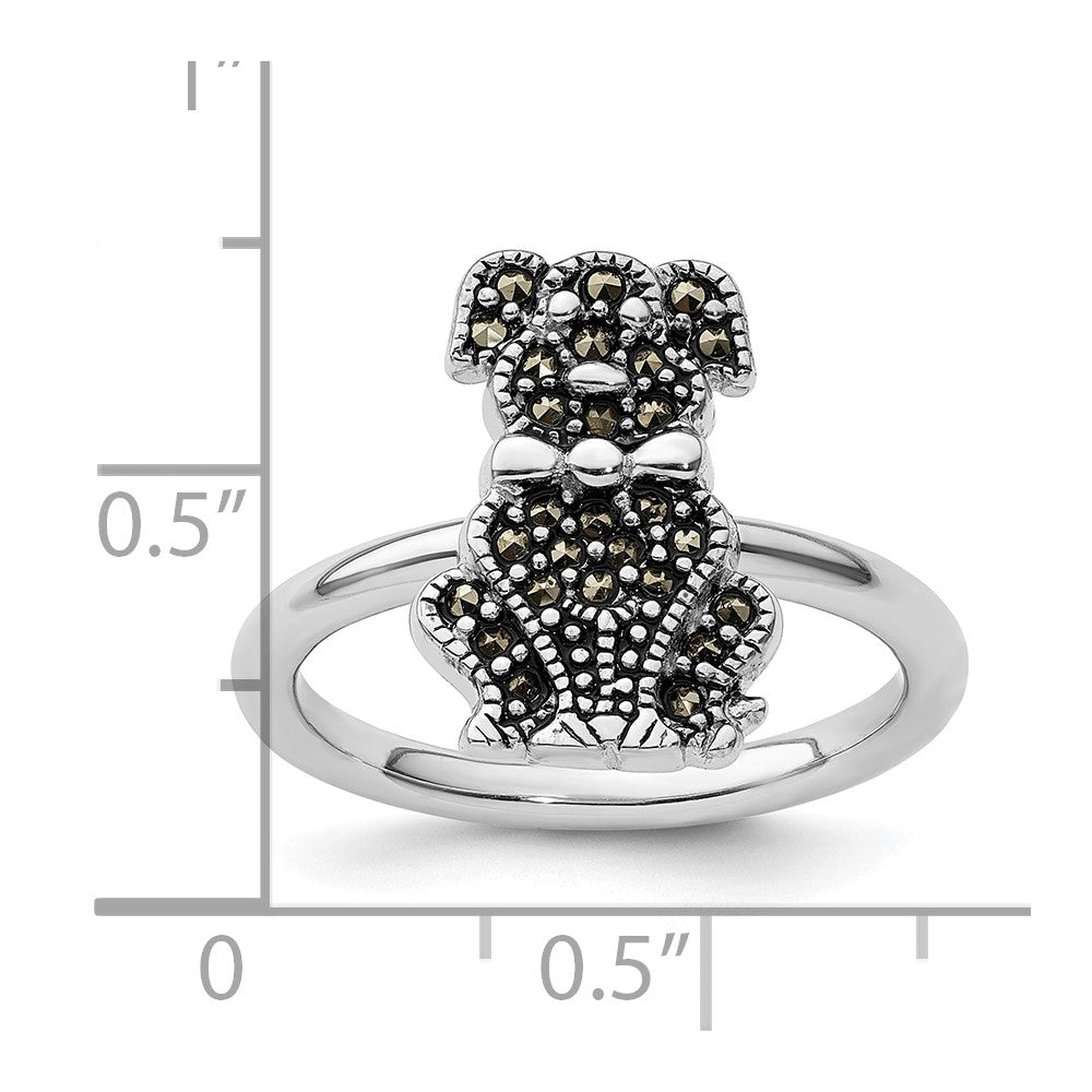 Sterling Silver Stackable Expressions Marcasite Dog Ring