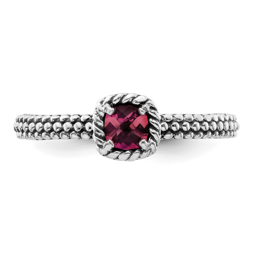 Sterling Silver Stackable Expressions Checker-cut Pink Tourmaline Ring