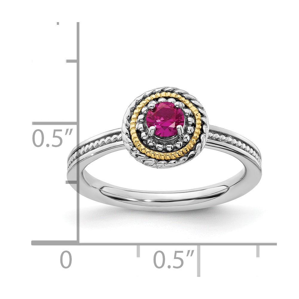 Sterling Silver & 14k Stackable Expressions Created Ruby Ring