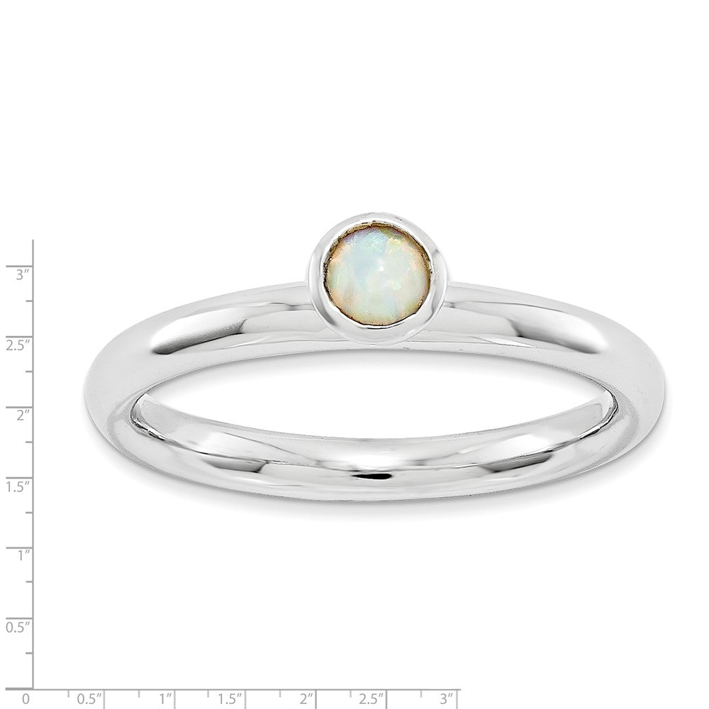 Sterling Silver Stackable Expressions High 4mm Rd. Created Opal Ring