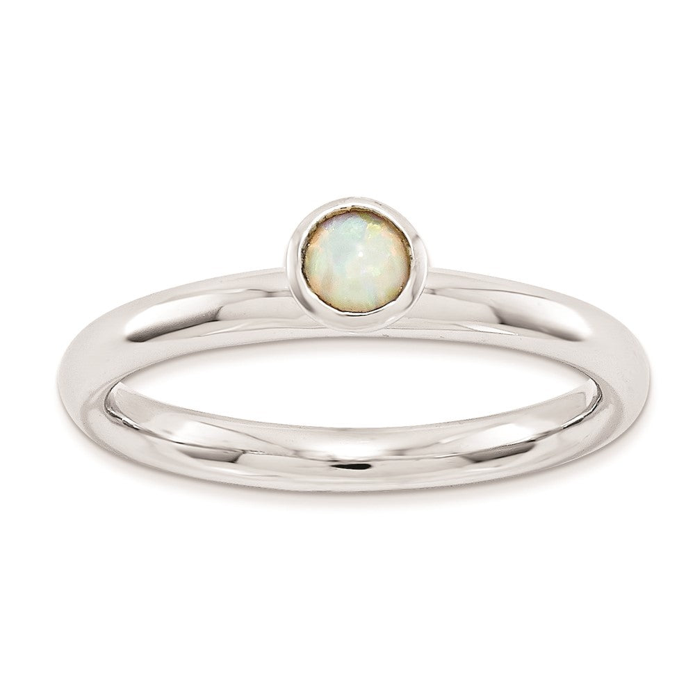 Sterling Silver Stackable Expressions High 4mm Rd. Created Opal Ring