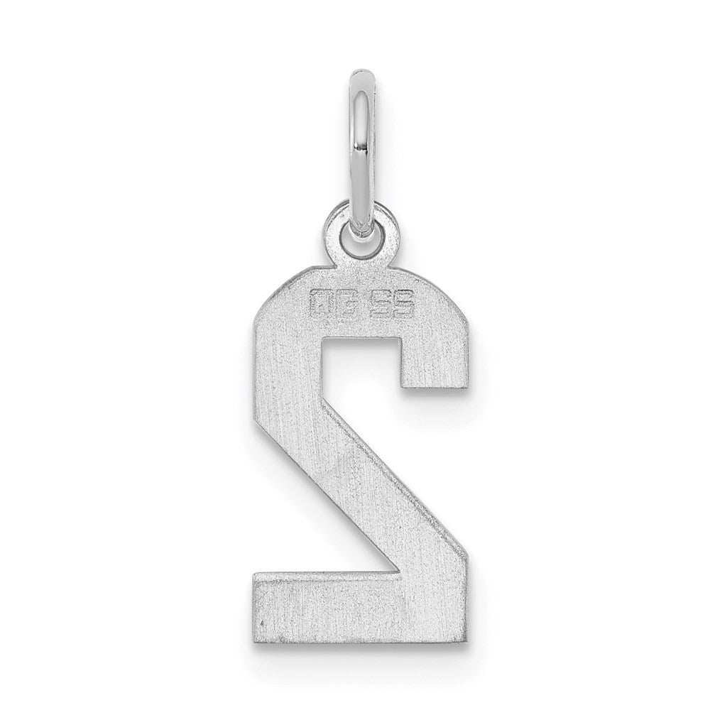 Sterling Silver/Rhodium-plated Polished Number 2 Charm