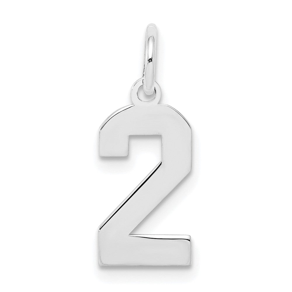 Sterling Silver/Rhodium-plated Polished Number 2 Charm