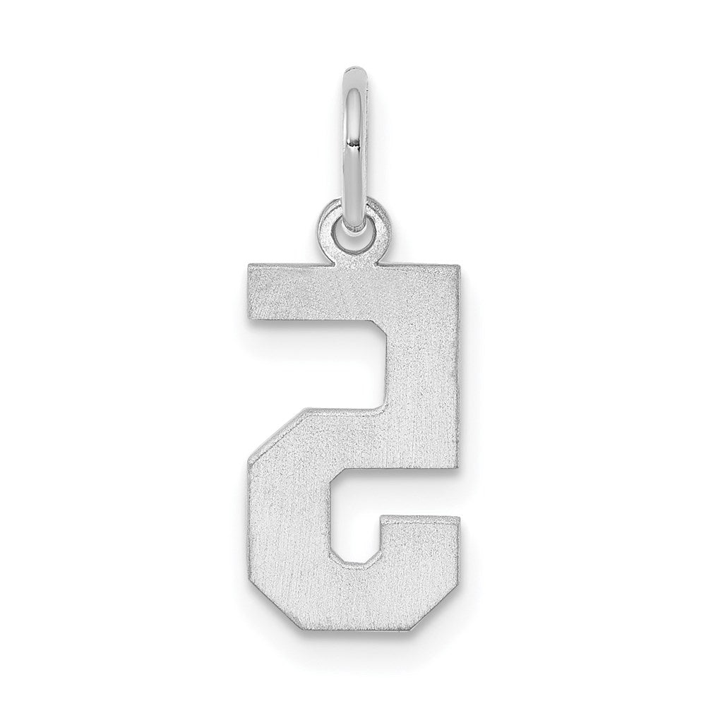 Sterling Silver/Rhodium-plated Polished Number 5 Charm