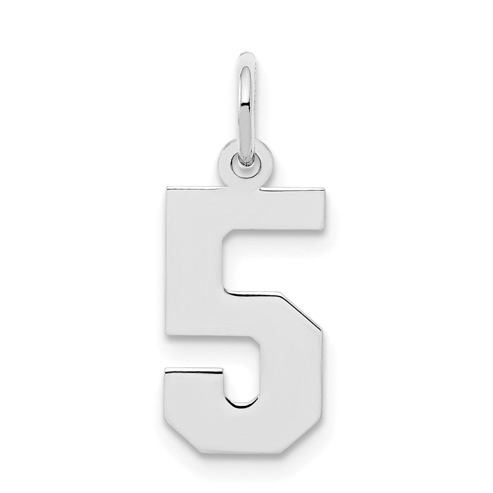 Sterling Silver/Rhodium-plated Polished Number 5 Charm