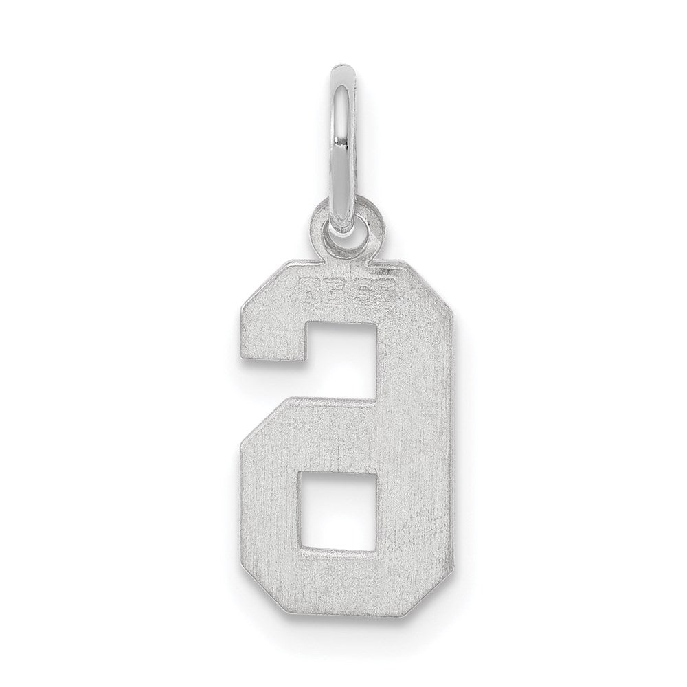 Sterling Silver/Rhodium-plated Polished Number 6 Charm