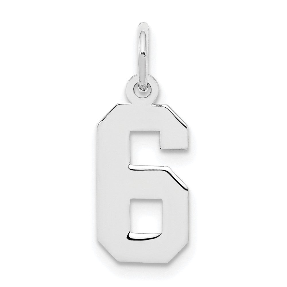 Sterling Silver/Rhodium-plated Polished Number 6 Charm