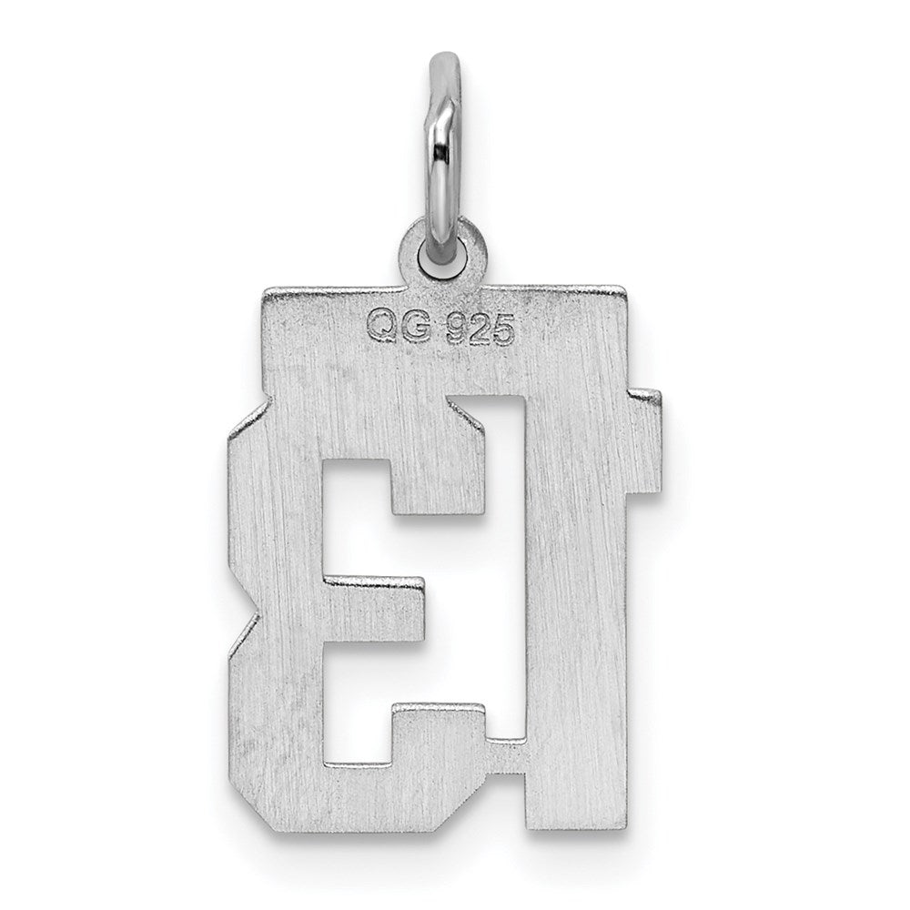 Sterling Silver/Rhodium-plated Polished Number 13 Charm