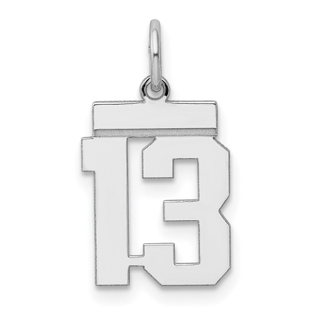 Sterling Silver/Rhodium-plated Polished Number 13 Charm