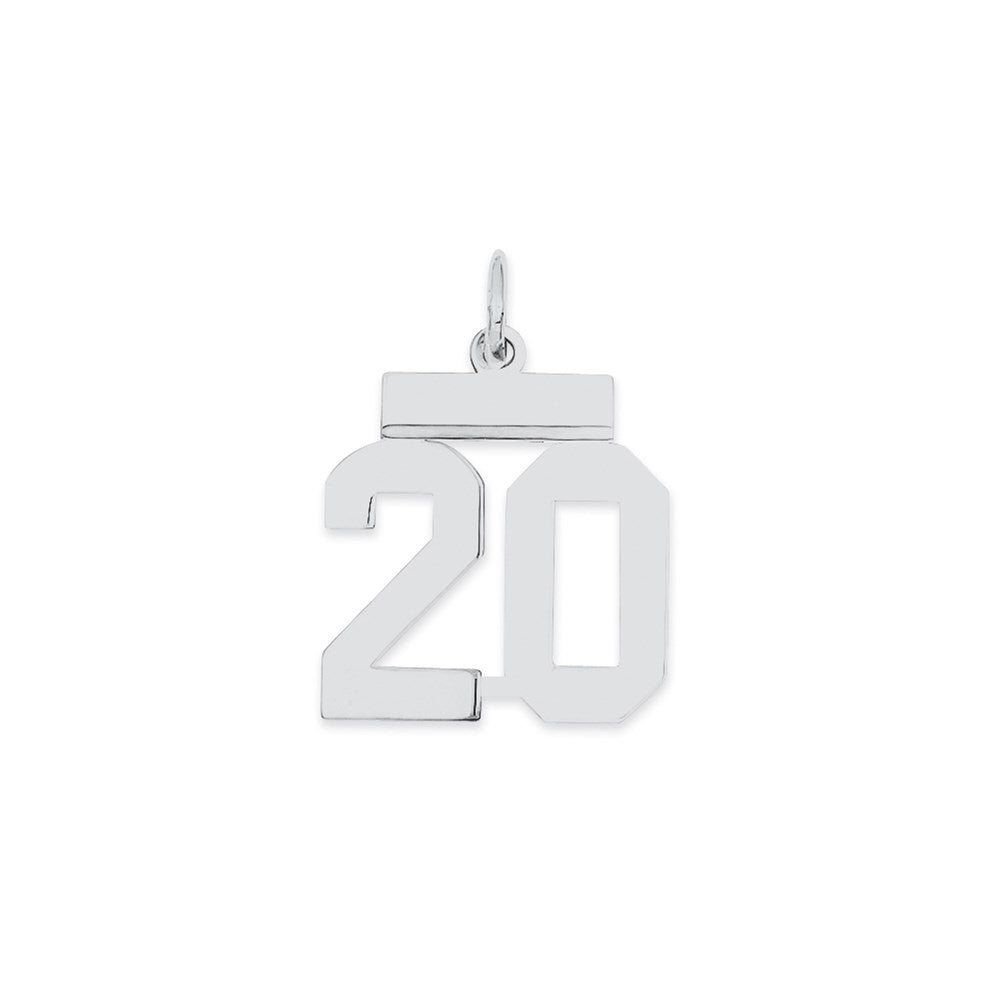 Sterling Silver/Rhodium-plated Polished Number 20 Charm