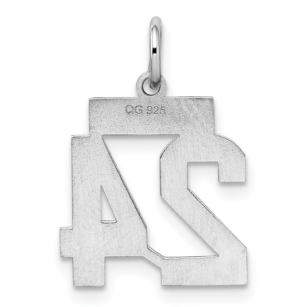 Sterling Silver/Rhodium-plated Polished Number 24 Charm