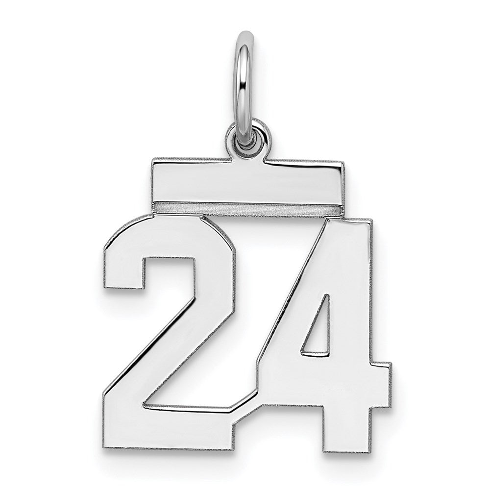 Sterling Silver/Rhodium-plated Polished Number 24 Charm