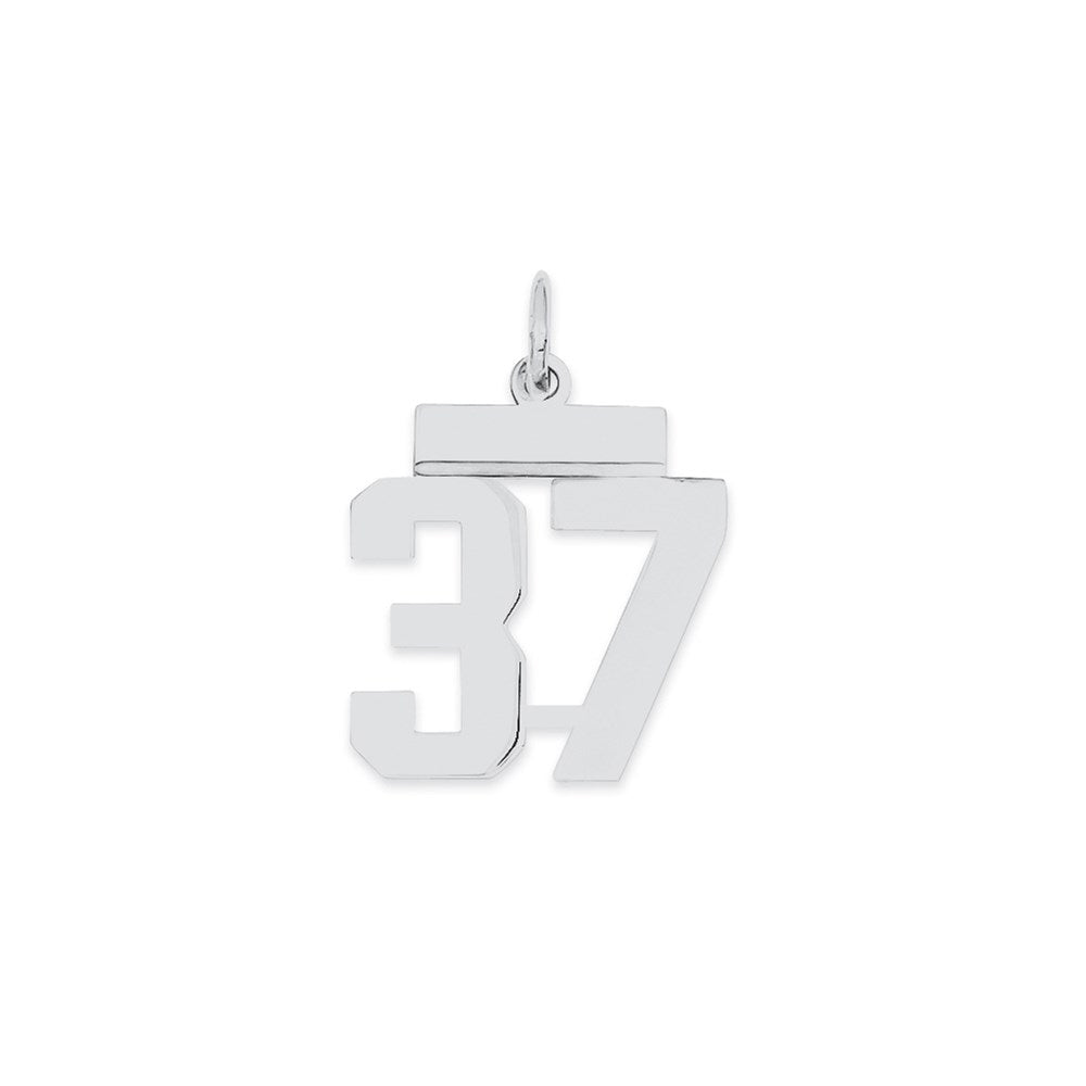 Sterling Silver/Rhodium-plated Polished Number 37 Charm