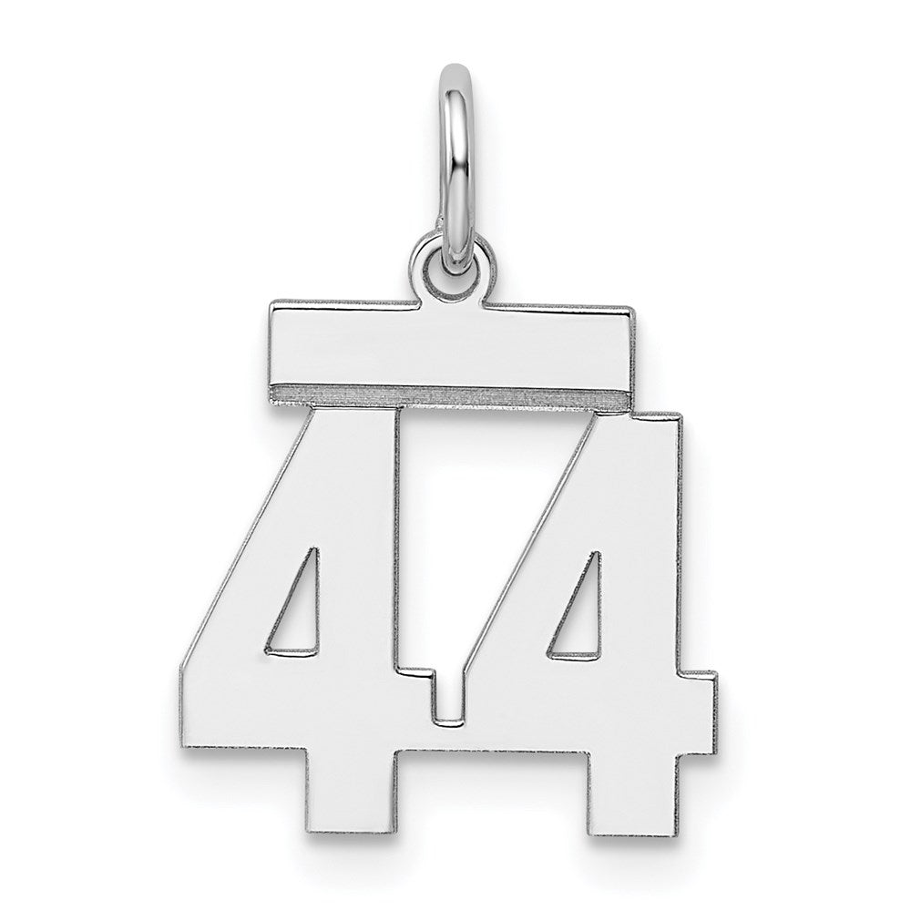 Sterling Silver/Rhodium-plated Polished Number 44 Charm