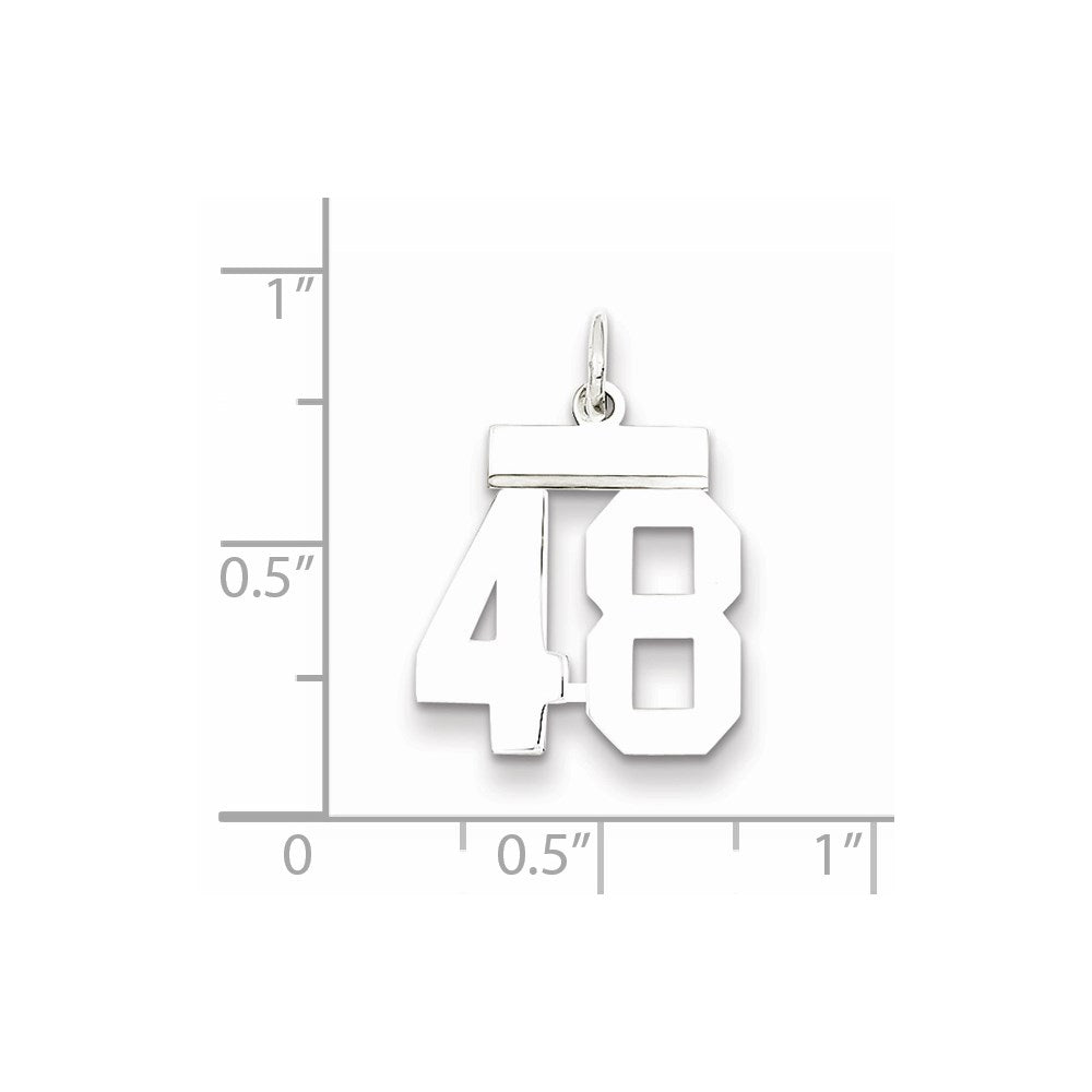 Sterling Silver/Rhodium-plated Polished Number 48 Charm