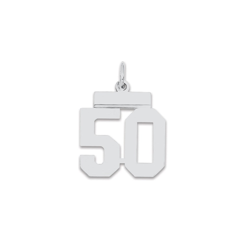 Sterling Silver/Rhodium-plated Polished Number 50 Charm