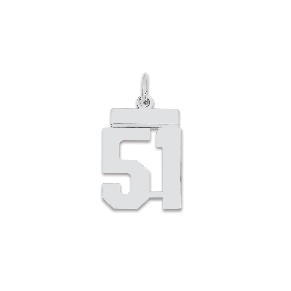 Sterling Silver/Rhodium-plated Polished Number 51 Charm