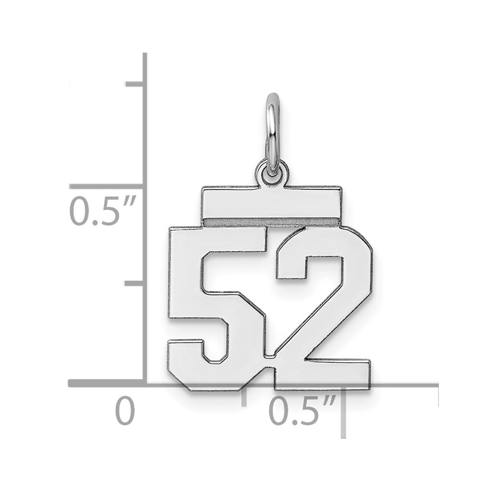 Sterling Silver/Rhodium-plated Polished Number 52 Charm