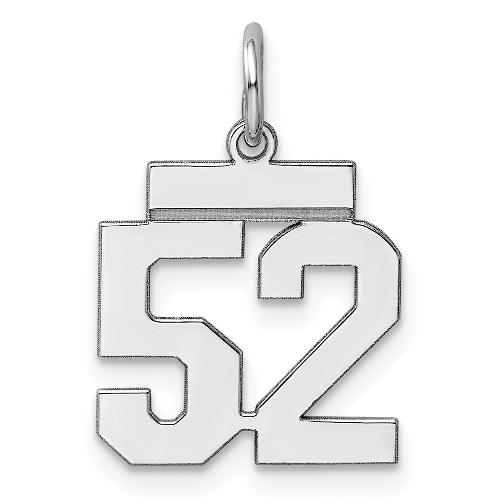 Sterling Silver/Rhodium-plated Polished Number 52 Charm