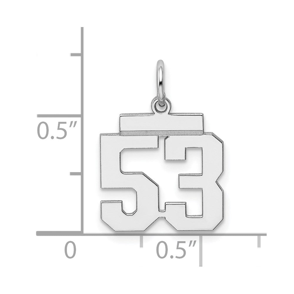 Sterling Silver/Rhodium-plated Polished Number 53 Charm