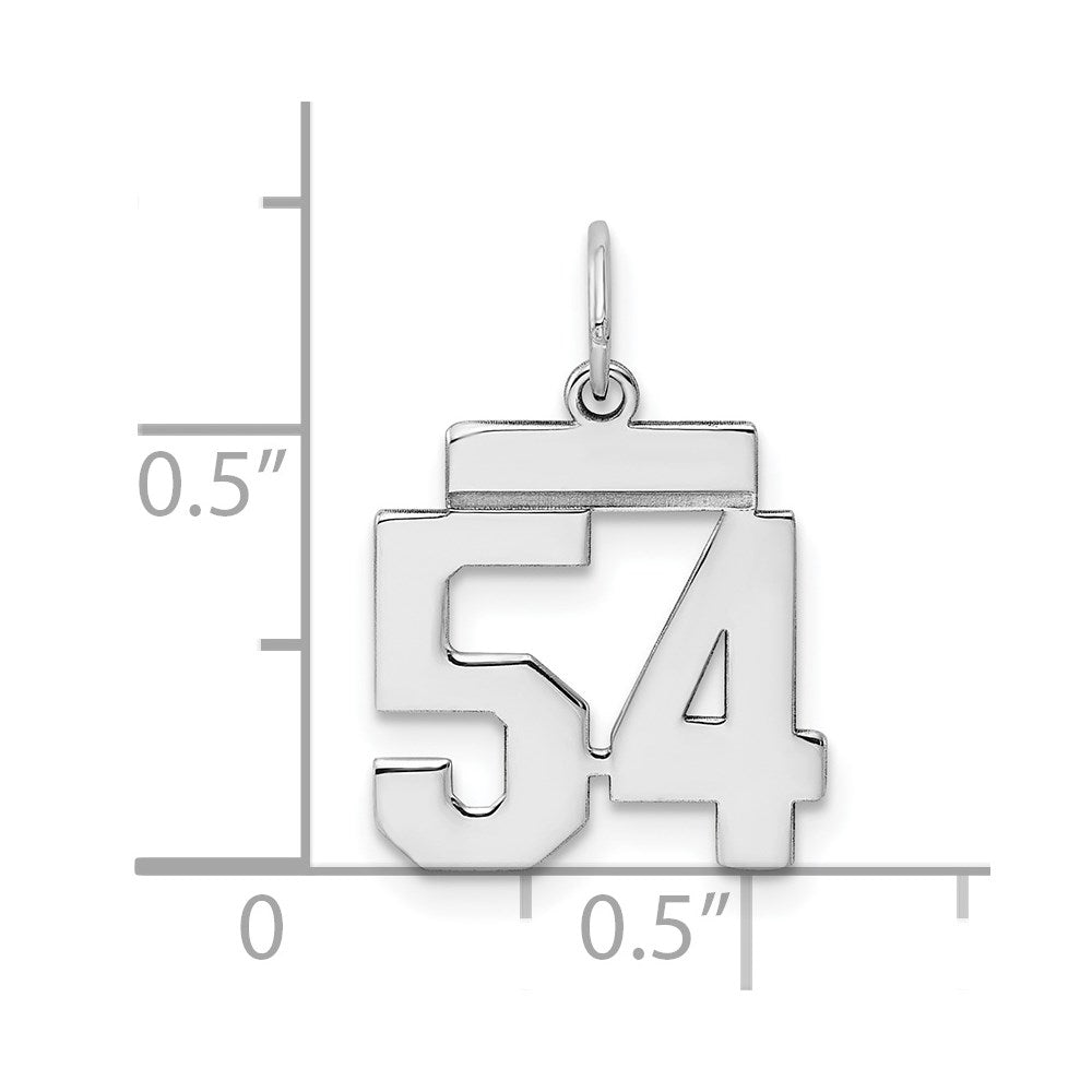 Sterling Silver/Rhodium-plated Polished Number 54 Charm