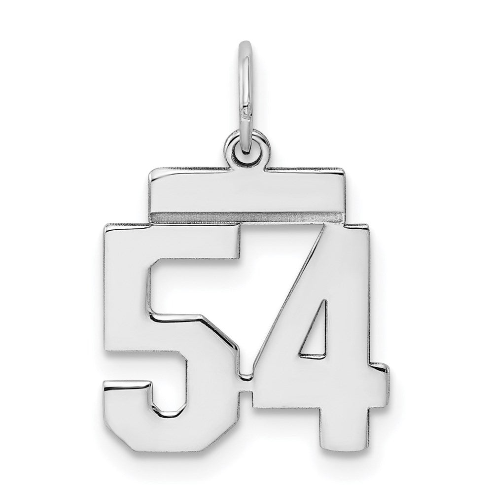 Sterling Silver/Rhodium-plated Polished Number 54 Charm