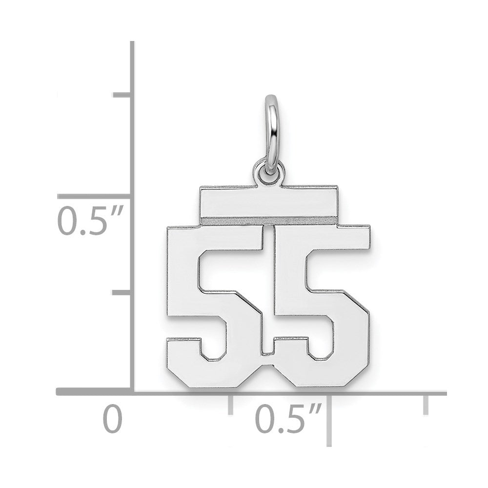 Sterling Silver/Rhodium-plated Polished Number 55 Charm