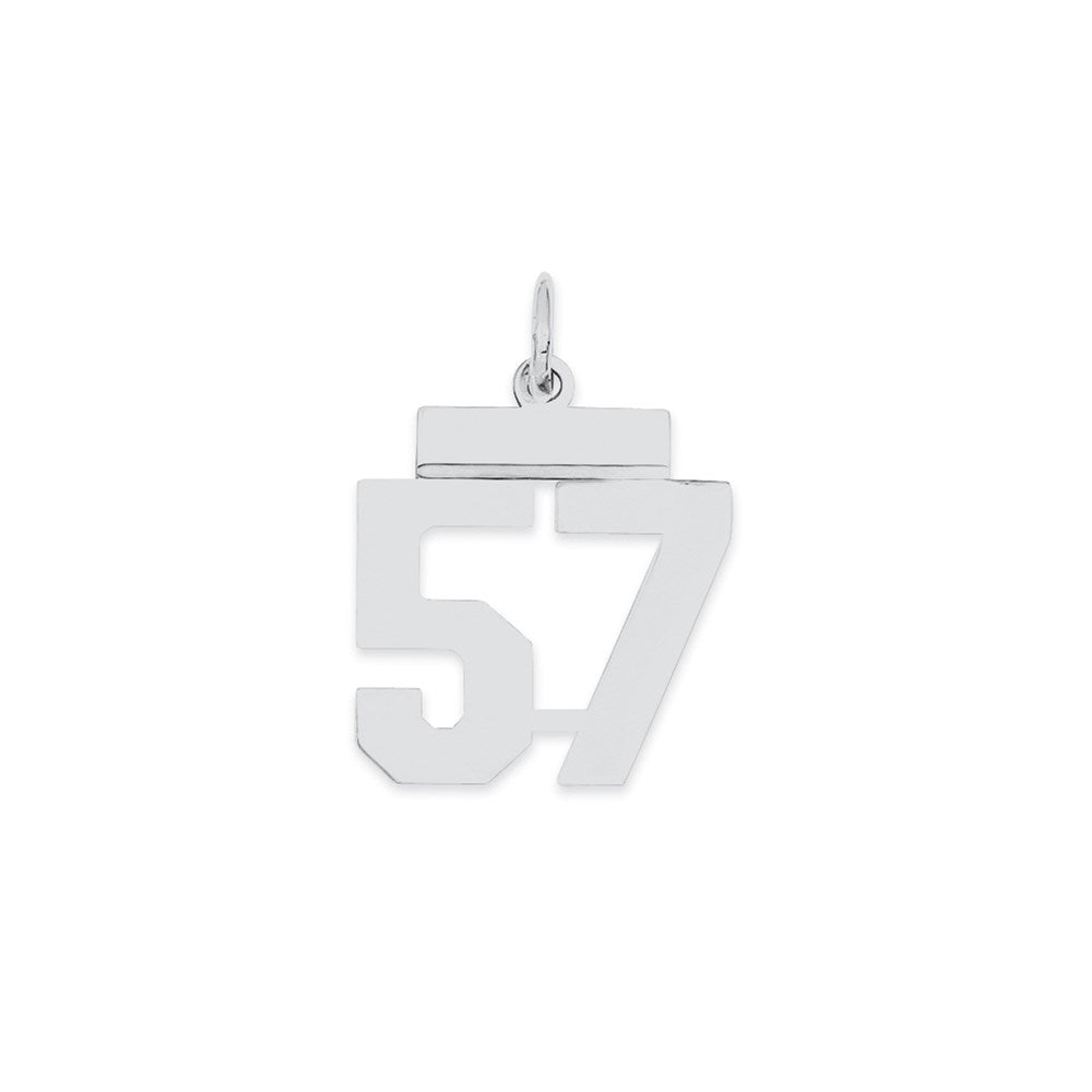 Sterling Silver/Rhodium-plated Polished Number 57 Charm