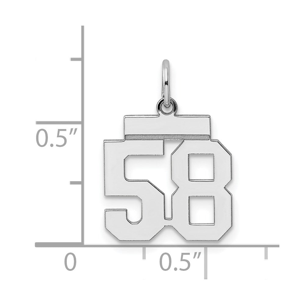 Sterling Silver/Rhodium-plated Polished Number 58 Charm