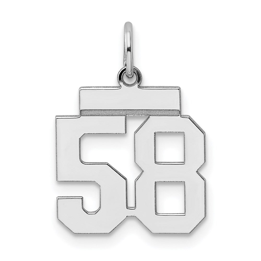 Sterling Silver/Rhodium-plated Polished Number 58 Charm