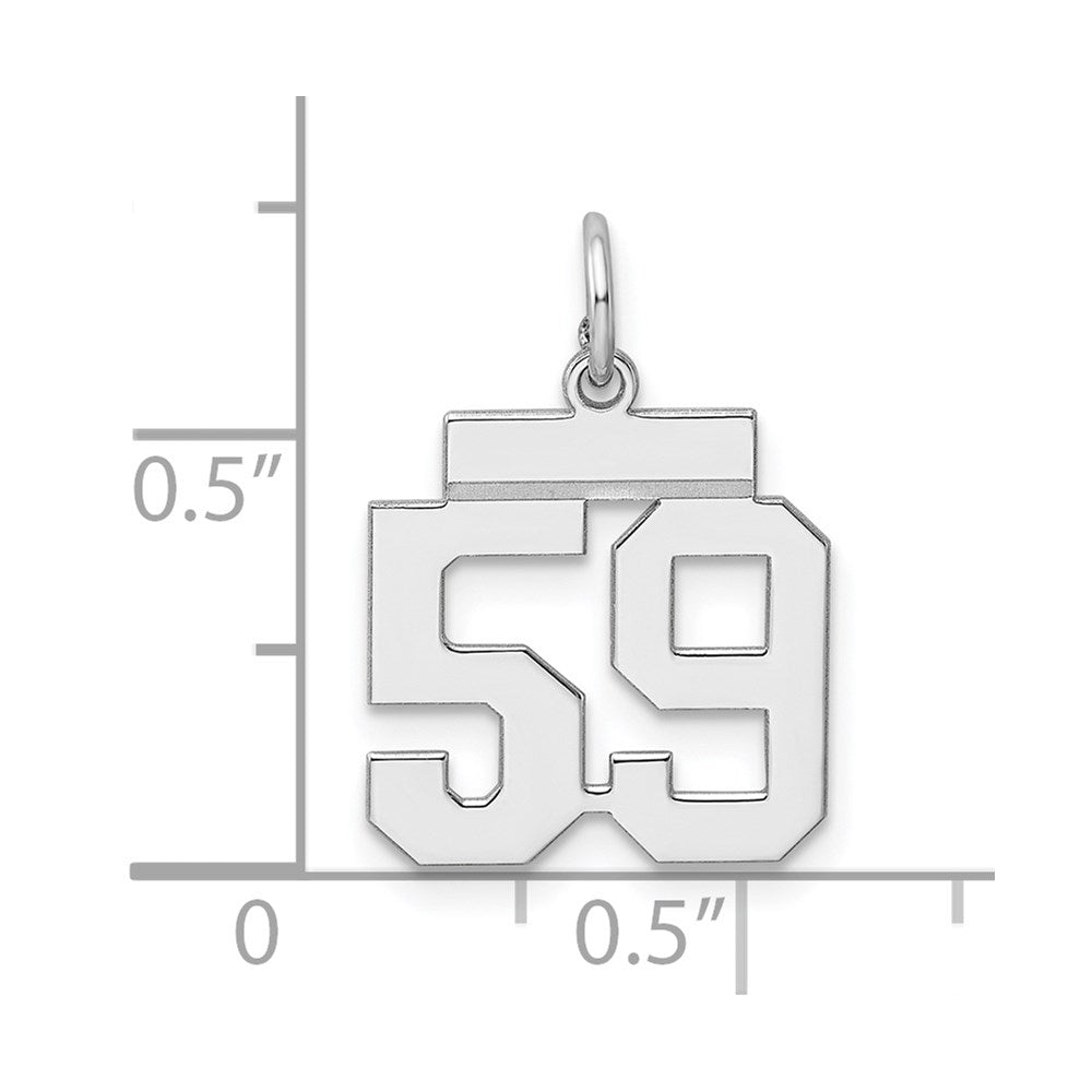 Sterling Silver/Rhodium-plated Polished Number 59 Charm