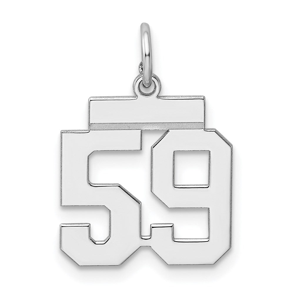 Sterling Silver/Rhodium-plated Polished Number 59 Charm