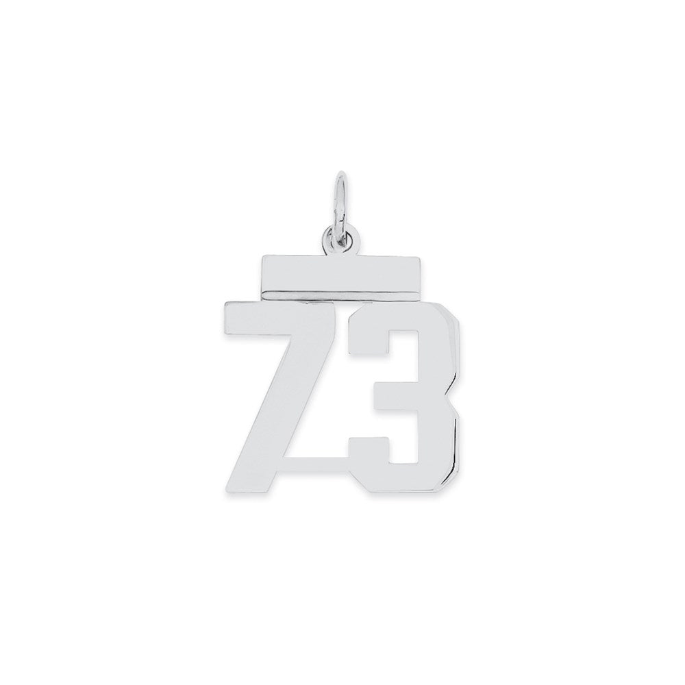 Sterling Silver/Rhodium-plated Polished Number 73 Charm