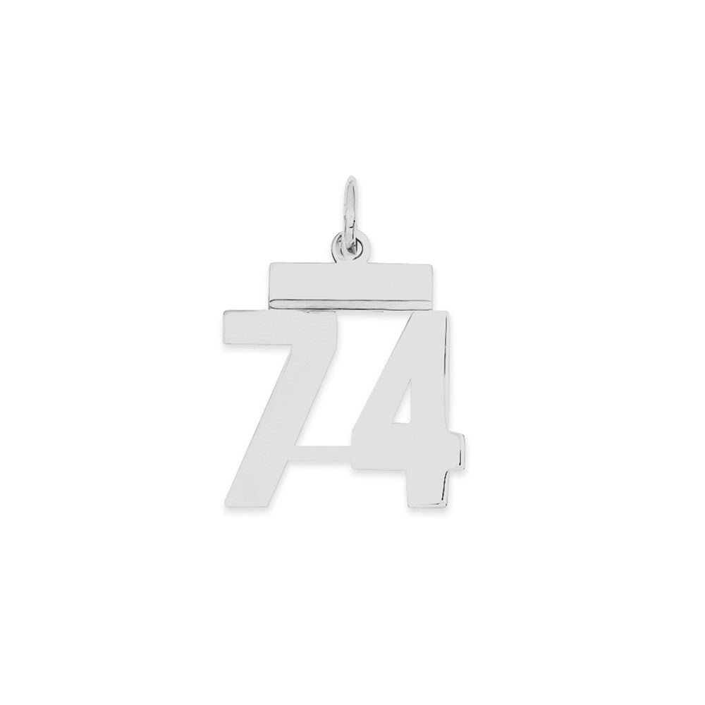 Sterling Silver/Rhodium-plated Polished Number 74 Charm