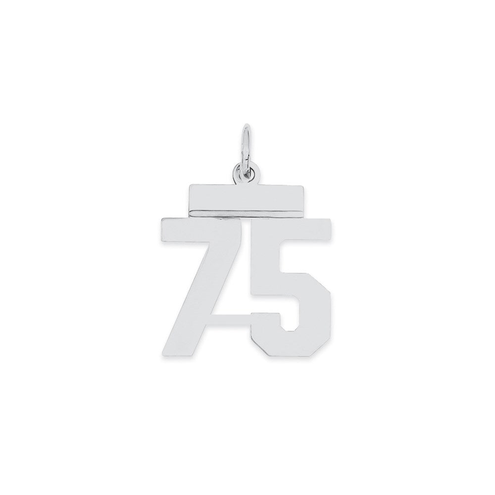 Sterling Silver/Rhodium-plated Polished Number 75 Charm