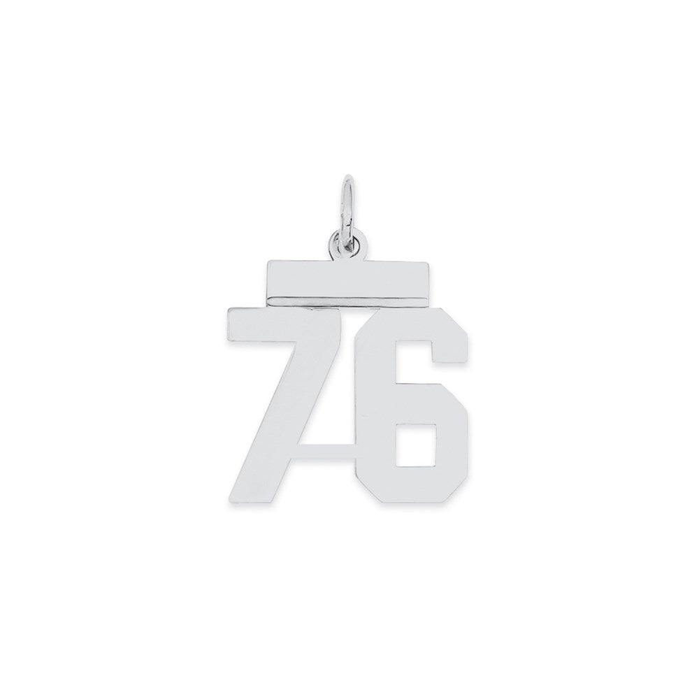 Sterling Silver/Rhodium-plated Polished Number 76 Charm